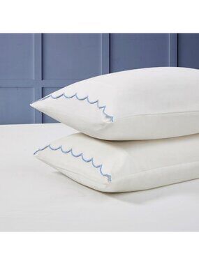 Soft 300 TC Cotton King Pillowcases, 2 Pack, Breathable with Scalloped Edge